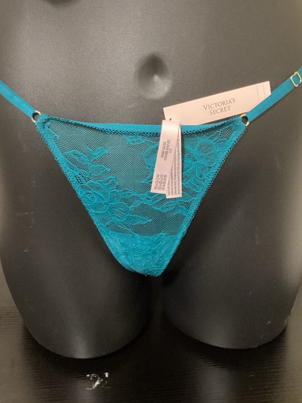 Victoria's Secret Teal Floral Lace Thong